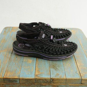 Keen Womens Uneek Bungee Sandals Slip On Black Stretchy Size 6